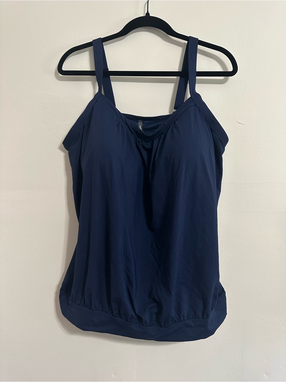 Lands’ End Navy Blouson Tankini Top 18D D Cup Swim Bathing Suit